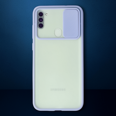 Samsung Galaxy A11 Kılıf Palm Buzlu Kamera Sürgülü Silikon - Lila