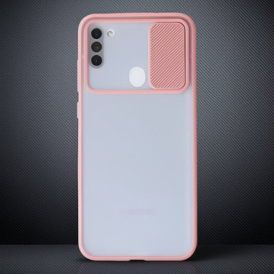 Samsung Galaxy A11 Kılıf Palm Buzlu Kamera Sürgülü Silikon - Pembe