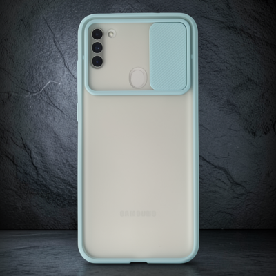 Samsung Galaxy A11 Kılıf Palm Buzlu Kamera Sürgülü Silikon - Turkuaz