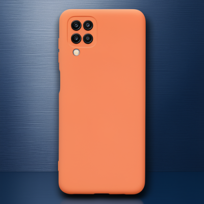Samsung Galaxy A12 Kılıf Nano İçi Kadife Silikon - Turuncu