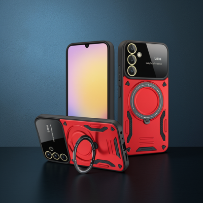 Samsung Galaxy A14 4g Kılıf Joy Lens Standlı Kapak - Kırmızı
