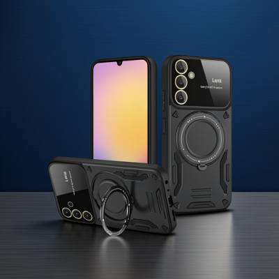 Samsung Galaxy A14 4g Kılıf Joy Lens Standlı Kapak - Siyah