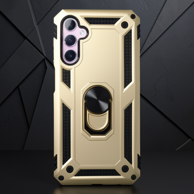 Samsung Galaxy A14 4g Kılıf Sofya Yüzüklü Silikon Kapak - Gold
