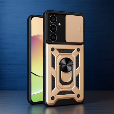 Samsung Galaxy A15 4g Kılıf Pars Lens Yüzüklü Silikon - Gold