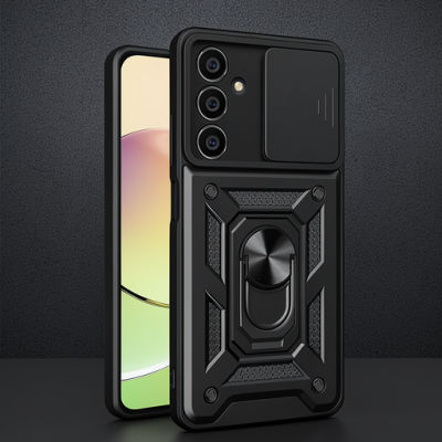 Samsung Galaxy A15 4g Kılıf Pars Lens Yüzüklü Silikon - Siyah