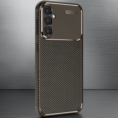 Samsung Galaxy A16 5g Kılıf Auto Focus Karbon Kapak - Kahverengi