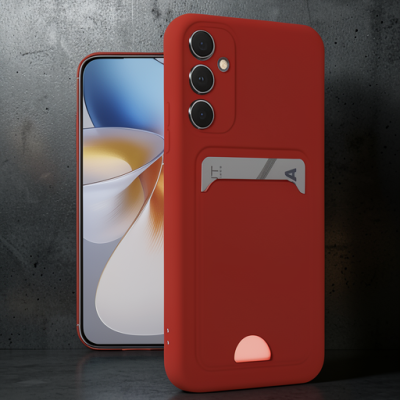 Samsung Galaxy A16 5g Kılıf Kelvin Kartvizitli Silikon - Kırmızı