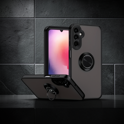 Samsung Galaxy A16 5g Kılıf Montreal Yüzüklü Silikon Kapak - Siyah