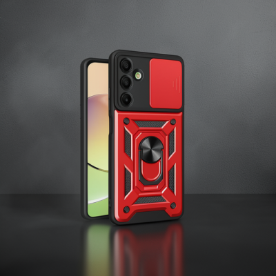 Samsung Galaxy A16 5g Kılıf Pars Lens Yüzüklü Silikon - Kırmızı