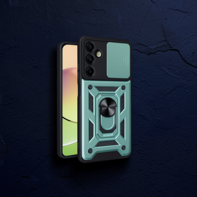 Samsung Galaxy A16 5g Kılıf Pars Lens Yüzüklü Silikon - Yeşil