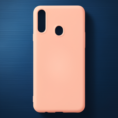 Samsung Galaxy A20s Kılıf Nano İçi Kadife Silikon - Pudra