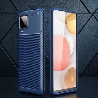 Samsung Galaxy A22 Kılıf Auto Focus Karbon Kapak - Lacivert