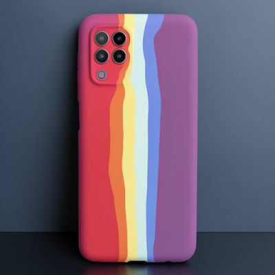 Samsung Galaxy A22 Kılıf Ebruli Lansman Silikon - Kırmızı-mor