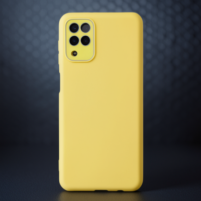 Samsung Galaxy A22 Kılıf Lansman Glass Kapak - Sarı