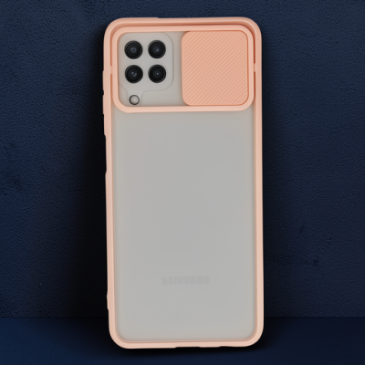 Samsung Galaxy A22 Kılıf Palm Buzlu Kamera Sürgülü Silikon - Pembe