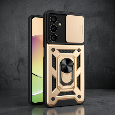Samsung Galaxy A25 5g Kılıf Pars Lens Yüzüklü Silikon - Gold