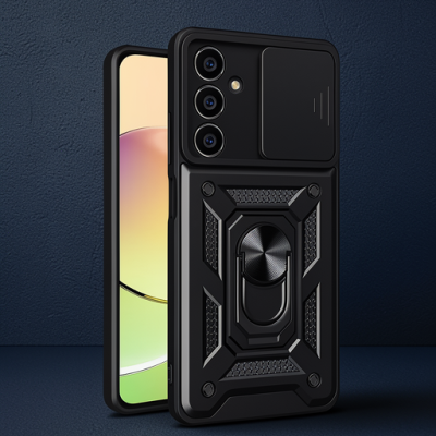 Samsung Galaxy A25 5g Kılıf Pars Lens Yüzüklü Silikon - Siyah
