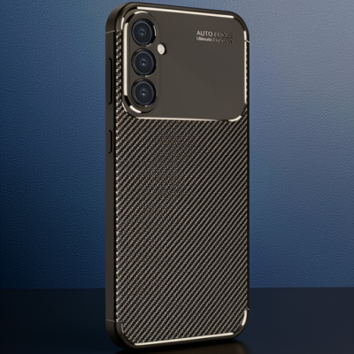 Samsung Galaxy A26 Kılıf Auto Focus Karbon Kapak - Kahverengi