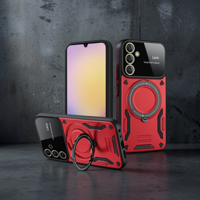 Samsung Galaxy A26 Kılıf Joy Lens Standlı Kapak - Kırmızı