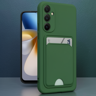 Samsung Galaxy A26 Kılıf Kelvin Kartvizitli Silikon - Koyu Yeşil