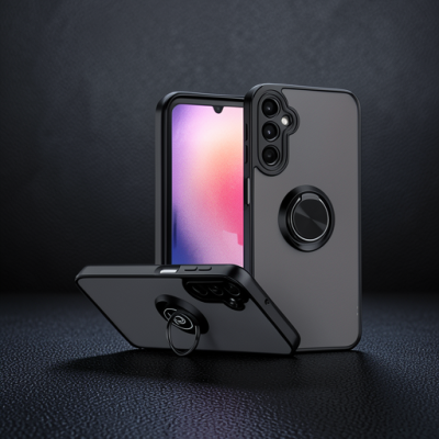 Samsung Galaxy A26 Kılıf Montreal Yüzüklü Silikon Kapak - Siyah