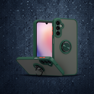 Samsung Galaxy A26 Kılıf Montreal Yüzüklü Silikon Kapak - Yeşil