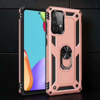 Samsung Galaxy A32 Kılıf Sofya Yüzüklü Silikon Kapak - Rose
