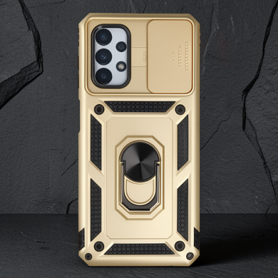 Samsung Galaxy A33 5g Kılıf Pars Lens Yüzüklü Silikon - Gold