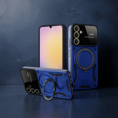 Samsung Galaxy A35 5g Kılıf Joy Lens Standlı Kapak - Lacivert