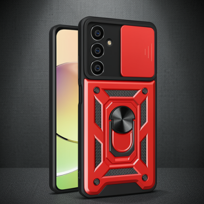 Samsung Galaxy A35 5g Kılıf Pars Lens Yüzüklü Silikon - Kırmızı