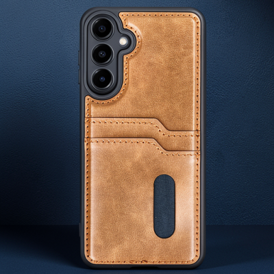 Samsung Galaxy A35 5g Kılıf Sara Kartvizitli Deri Kılıf - Taba