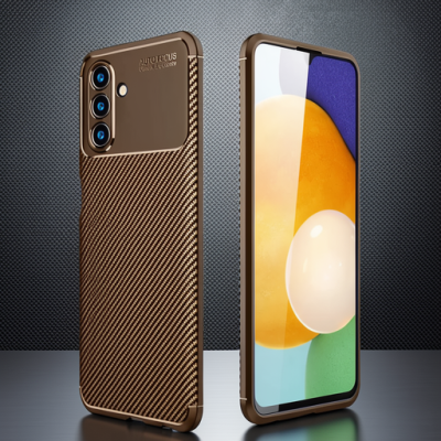 Samsung Galaxy A36 Kılıf Auto Focus Karbon Kapak - Kahverengi