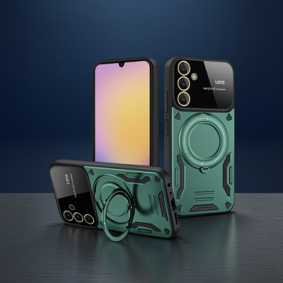Samsung Galaxy A36 Kılıf Joy Lens Standlı Kapak - Koyu Yeşil