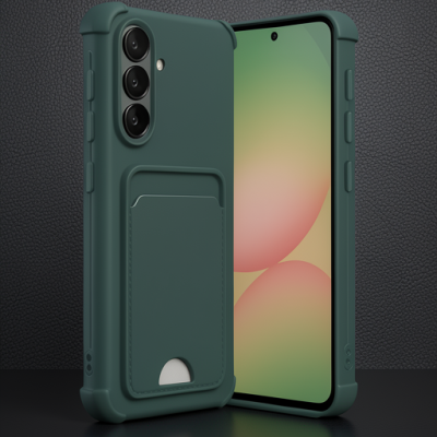Samsung Galaxy A36 Kılıf Kelvin Kartvizitli Silikon - Koyu Yeşil