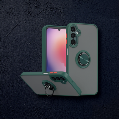 Samsung Galaxy A36 Kılıf Montreal Yüzüklü Silikon Kapak - Yeşil