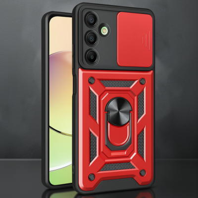Samsung Galaxy A36 Kılıf Pars Lens Yüzüklü Silikon - Kırmızı