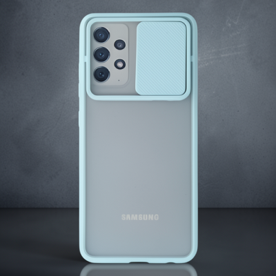 Samsung Galaxy A52 Kılıf Palm Buzlu Kamera Sürgülü Silikon - Turkuaz
