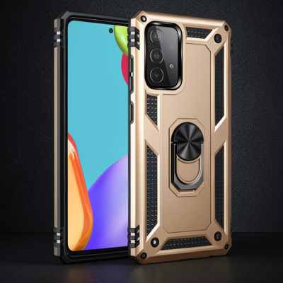 Samsung Galaxy A52 Kılıf Sofya Yüzüklü Silikon Kapak - Gold