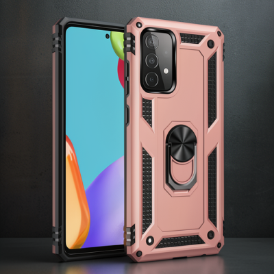 Samsung Galaxy A52 Kılıf Sofya Yüzüklü Silikon Kapak - Rose