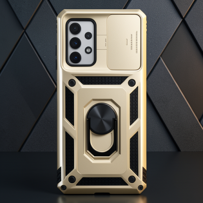 Samsung Galaxy A53 5g Kılıf Pars Lens Yüzüklü Silikon - Gold