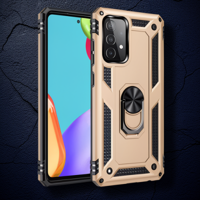 Samsung Galaxy A53 5g Kılıf Sofya Yüzüklü Silikon Kapak - Gold