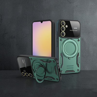 Samsung Galaxy A54 5g Kılıf Joy Lens Standlı Kapak - Koyu Yeşil