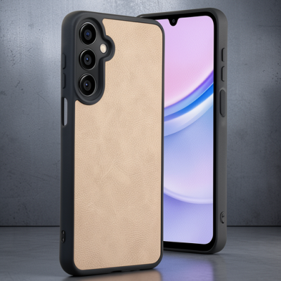 Samsung Galaxy A55 5g Kılıf Aras Deri Kapak - Pudra