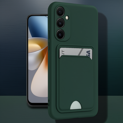 Samsung Galaxy A55 5g Kılıf Kelvin Kartvizitli Silikon - Koyu Yeşil