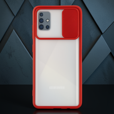 Samsung Galaxy A71 Kılıf Palm Buzlu Kamera Sürgülü Silikon - Kırmızı