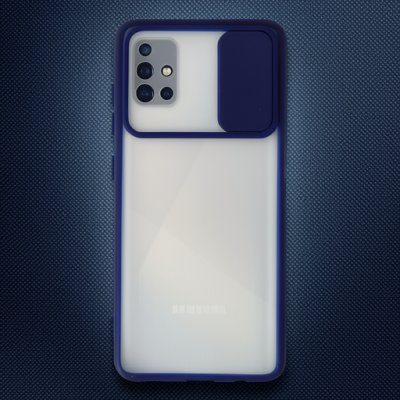 Samsung Galaxy A71 Kılıf Palm Buzlu Kamera Sürgülü Silikon - Lacivert