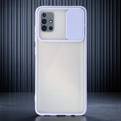 Samsung Galaxy A71 Kılıf Palm Buzlu Kamera Sürgülü Silikon - Lila