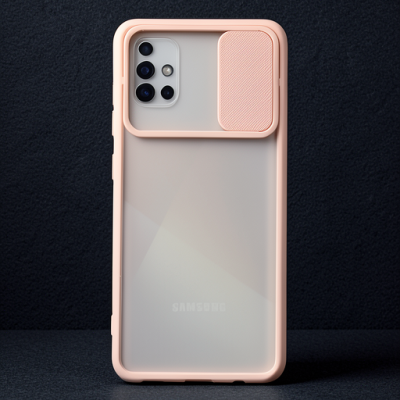 Samsung Galaxy A71 Kılıf Palm Buzlu Kamera Sürgülü Silikon - Pembe