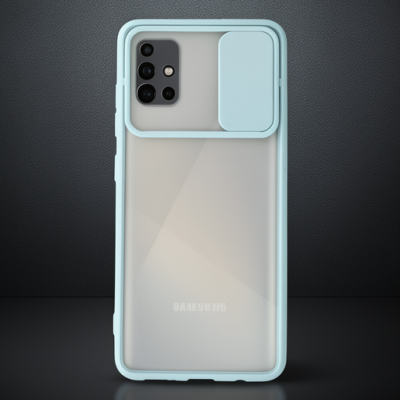Samsung Galaxy A71 Kılıf Palm Buzlu Kamera Sürgülü Silikon - Turkuaz