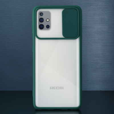 Samsung Galaxy A71 Kılıf Palm Buzlu Kamera Sürgülü Silikon - Yeşil